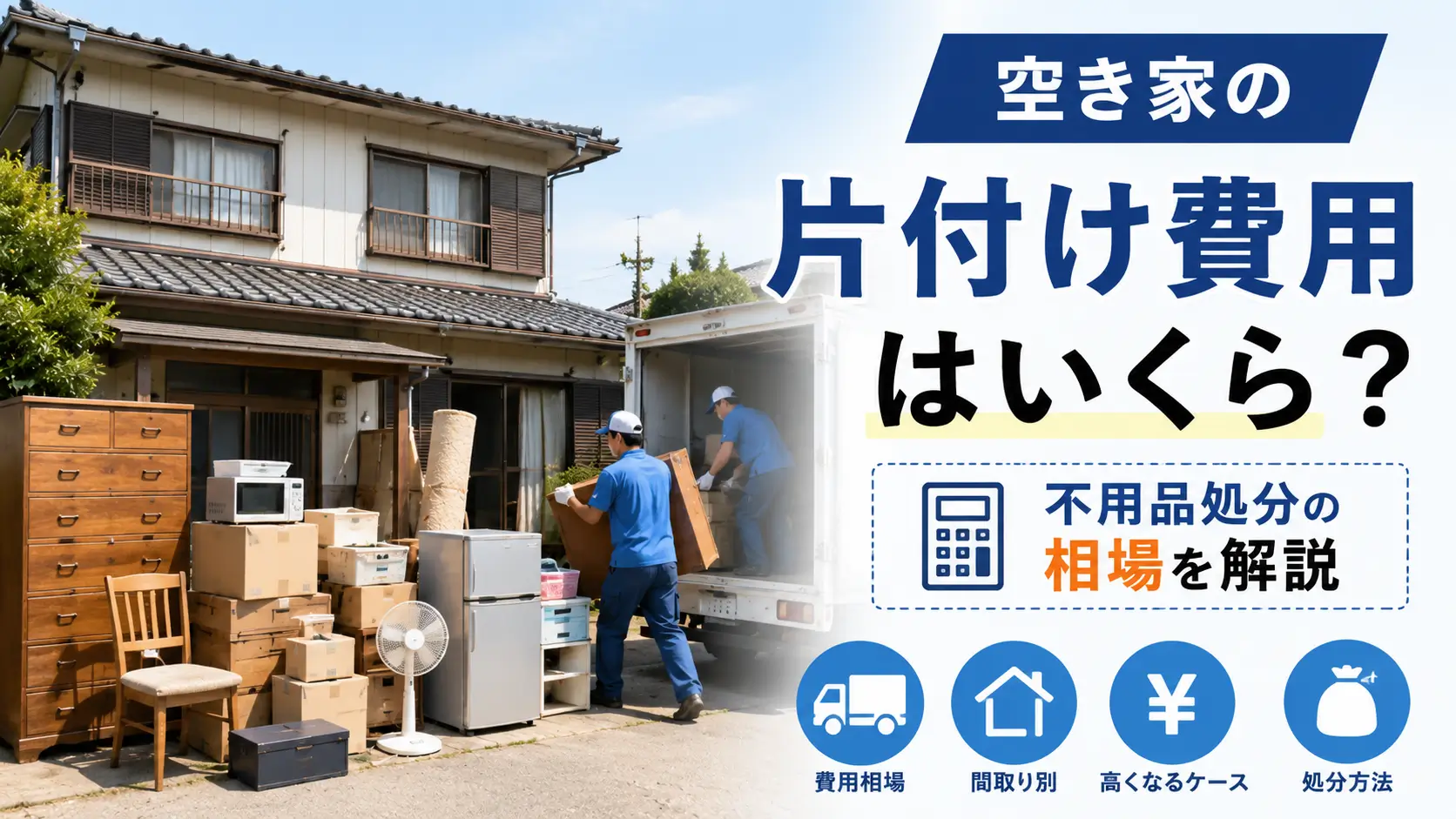 空き家の片付け費用や不用品処分の相場を解説するイメージ画像