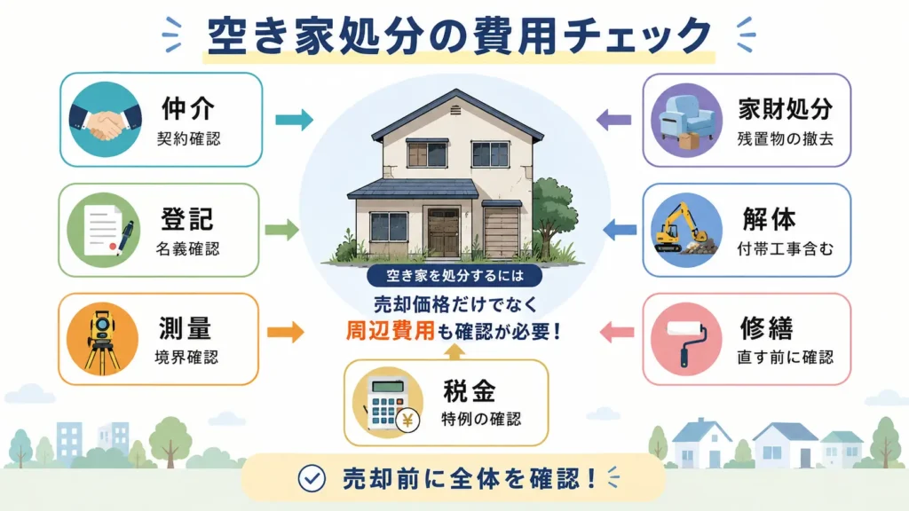 空き家処分で確認したい仲介・登記・測量・家財処分・解体・修繕・税金の費用